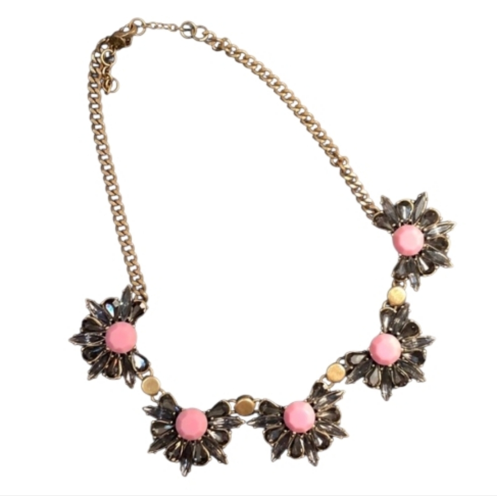 J. Crew Statement Necklace Dark Grey and Pink - Picture 5 of 7